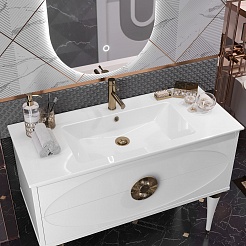 Opadiris Мебель для ванной Ибица 120 с овальным зеркалом белая/золото – фотография-4